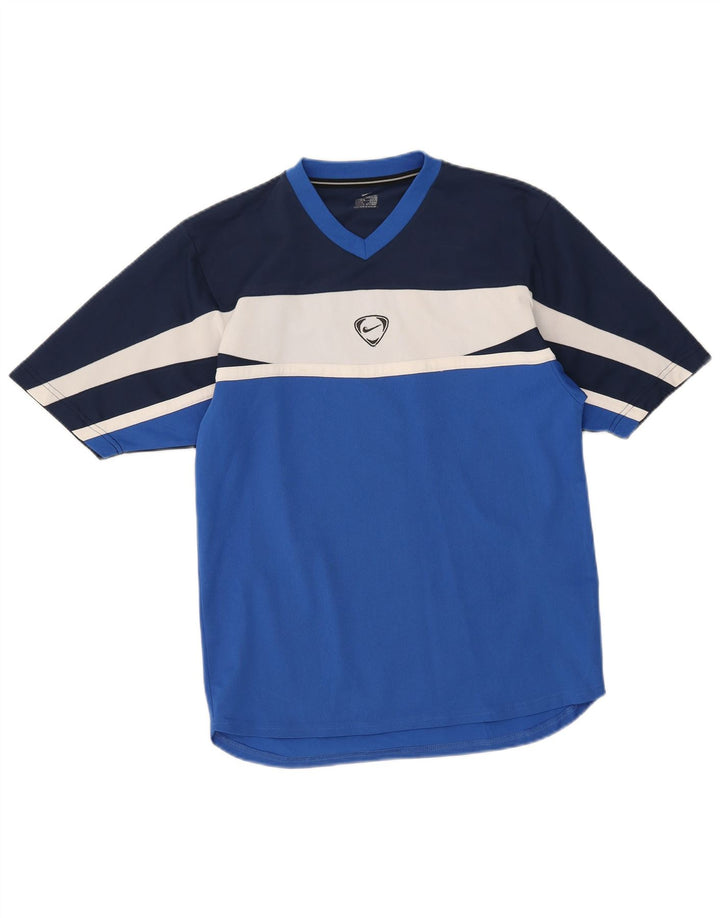 Nike Mens T-Shirt Top Small Blue Colourblock Polyester