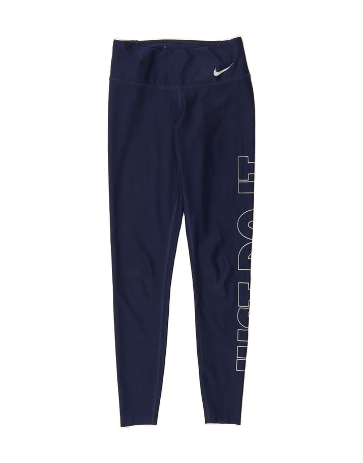 NIKE Womens Dri Fit Graphic Leggings UK 6 XS  Navy Blue Polyester Vintage Nike and Second-Hand Nike from Messina Hembry 