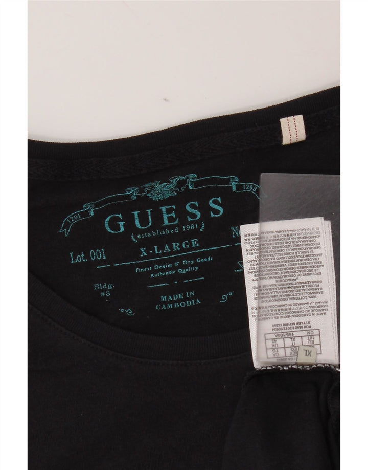 Guess Mens Graphic T-Shirt Top XL Navy Blue Cotton