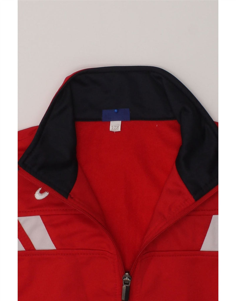 ASICS Boys Tracksuit Top Jacket 7-8 Years Red Colourblock Polyester | Vintage Asics | Thrift | Second-Hand Asics | Used Clothing | Messina Hembry 