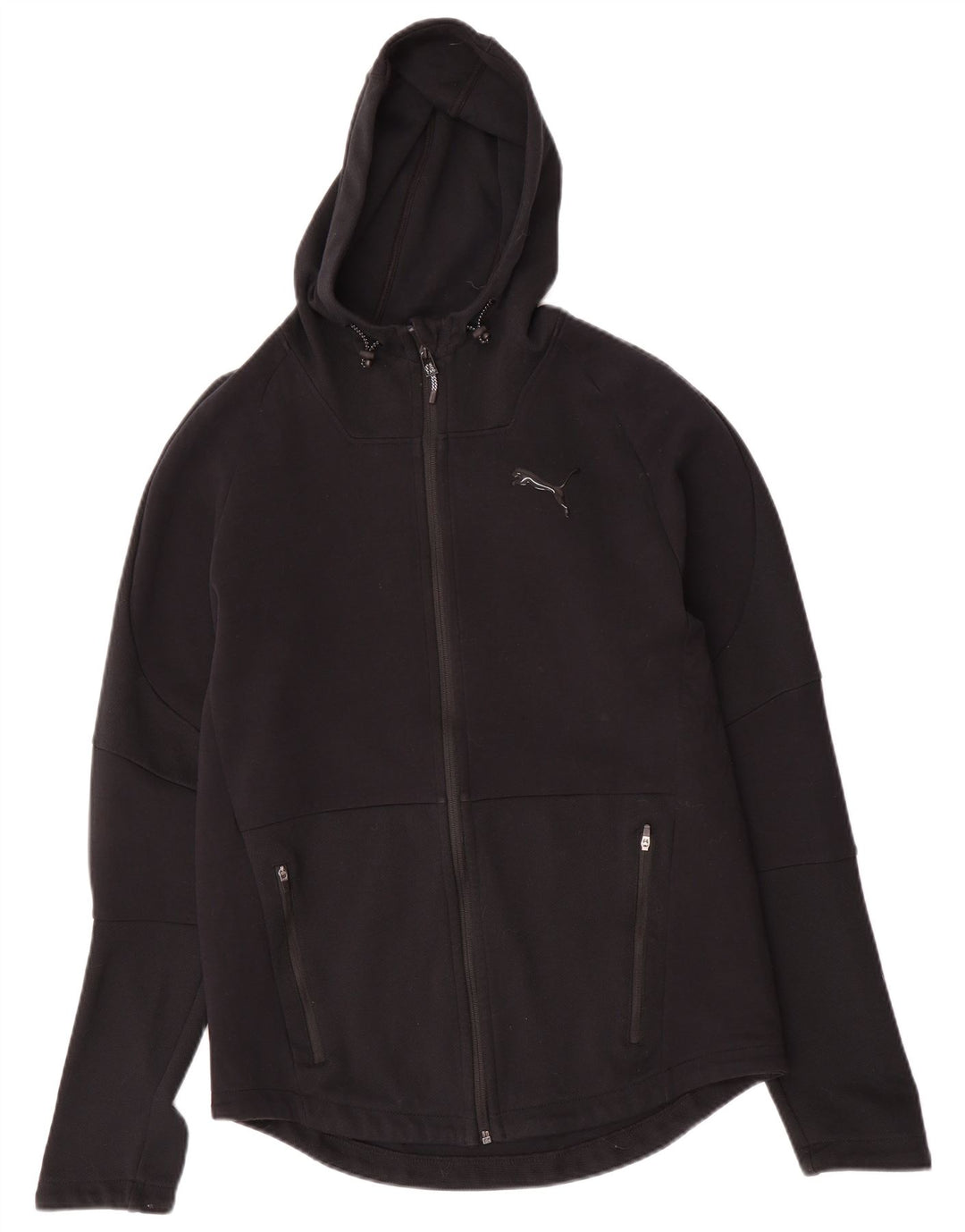 PUMA Womens Zip Hoodie Sweater UK 14 Medium Black Cotton