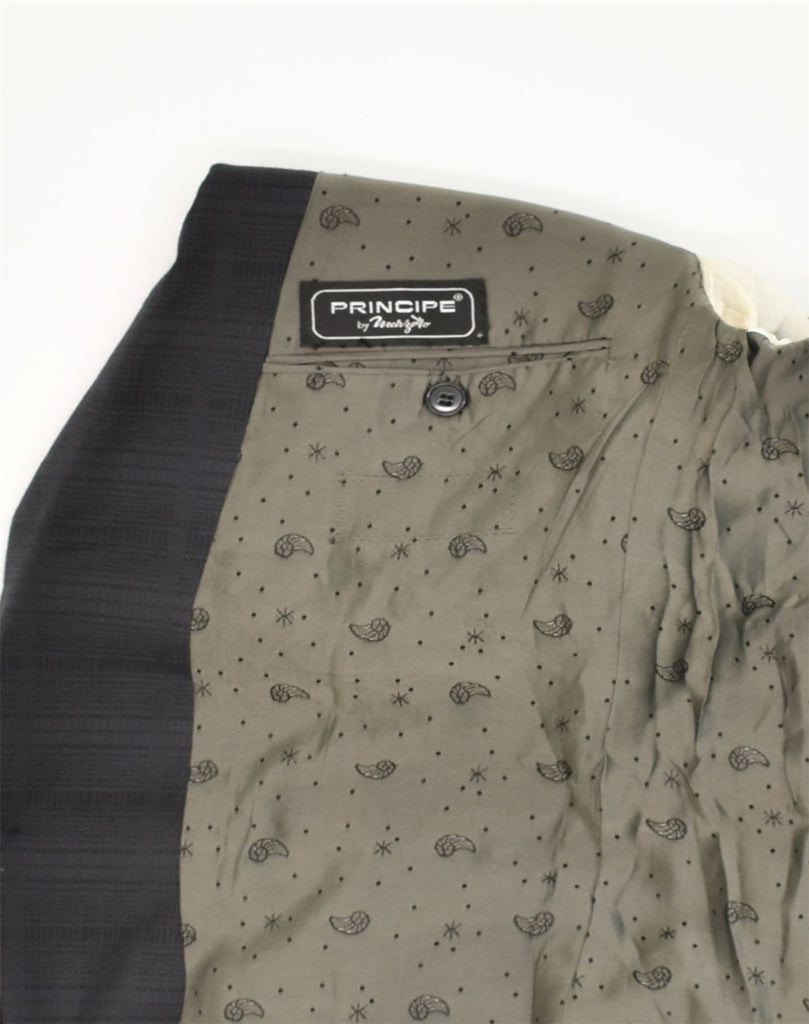 PRINCIPE Mens 1 Button Blazer Jacket IT 48 Medium Grey Striped Virgin Wool | Vintage Principe | Thrift | Second-Hand Principe | Used Clothing | Messina Hembry 