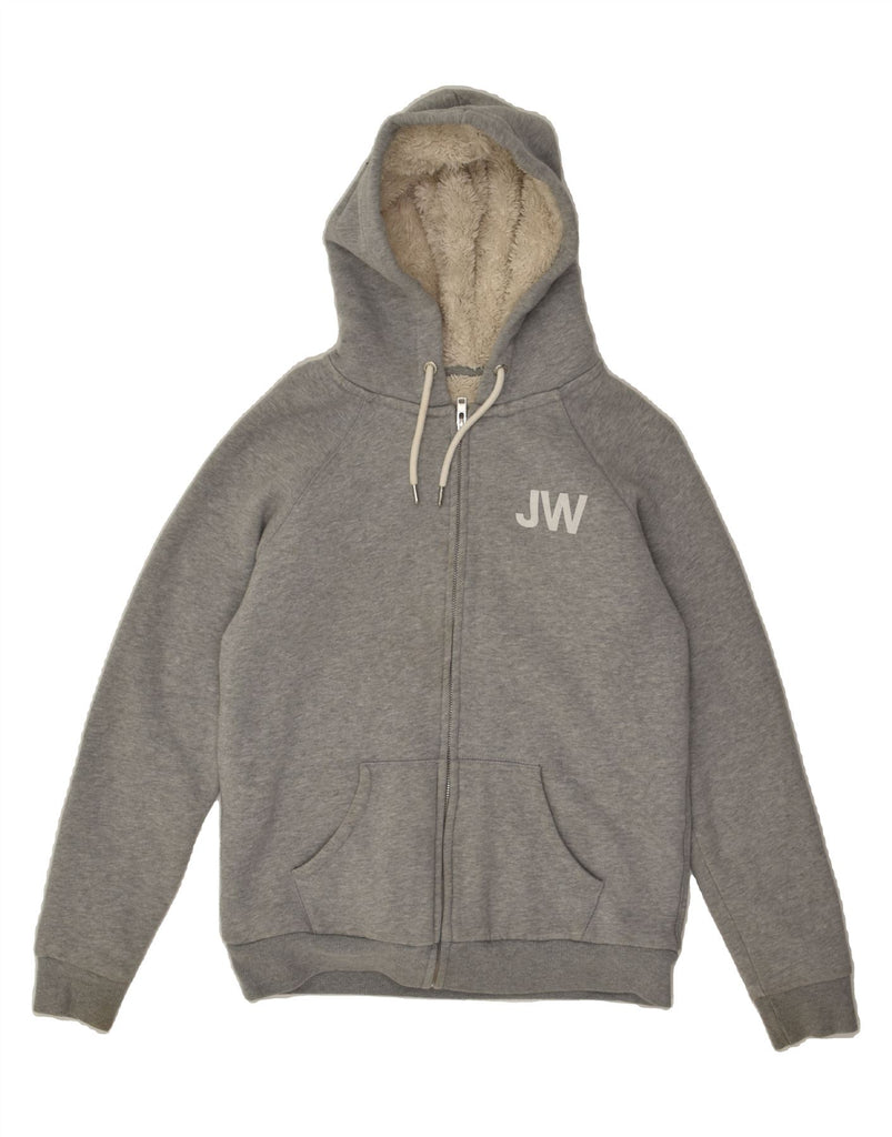 JACK WILLS Womens Zip Hoodie Sweater UK 12 Medium Grey Cotton | Vintage Jack Wills | Thrift | Second-Hand Jack Wills | Used Clothing | Messina Hembry 