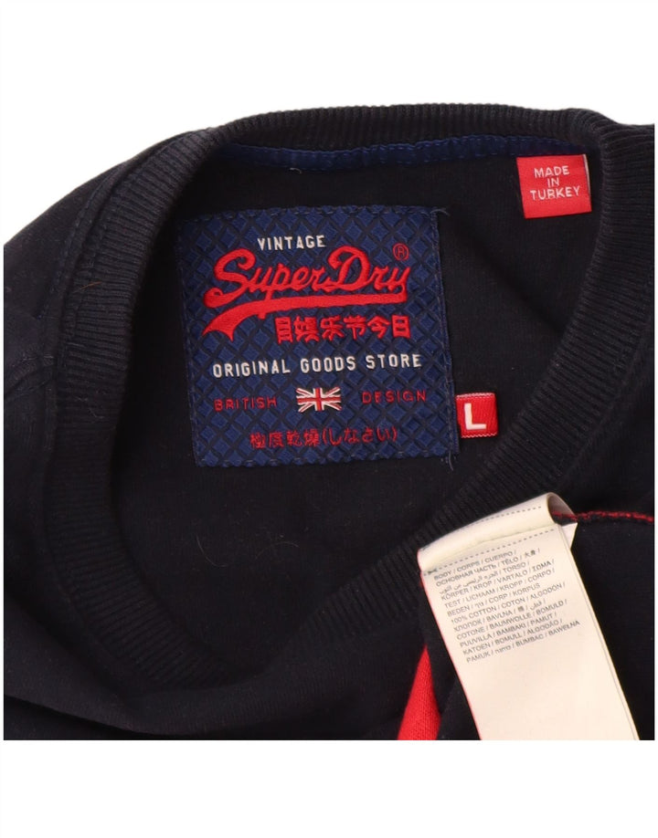 Superdry Mens Graphic Top Long Sleeve Large Red Colourblock Cotton