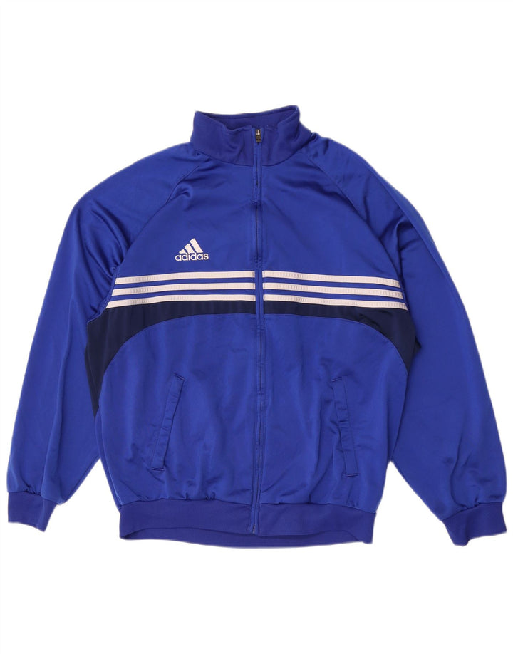 Adidas Mens Tracksuit Top Jacket UK 44/46 Large Blue Colourblock Polyester