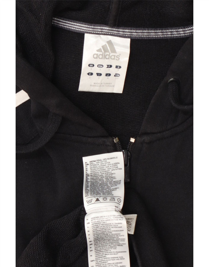 Adidas Mens Zip Hoodie Sweater Small Black Cotton