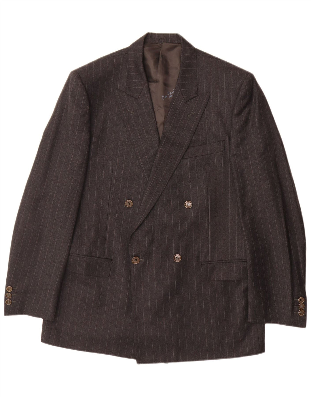 Pierre Cardin Mens Double Breasted 2 Piece Suit UK 40 Large Grey Classic