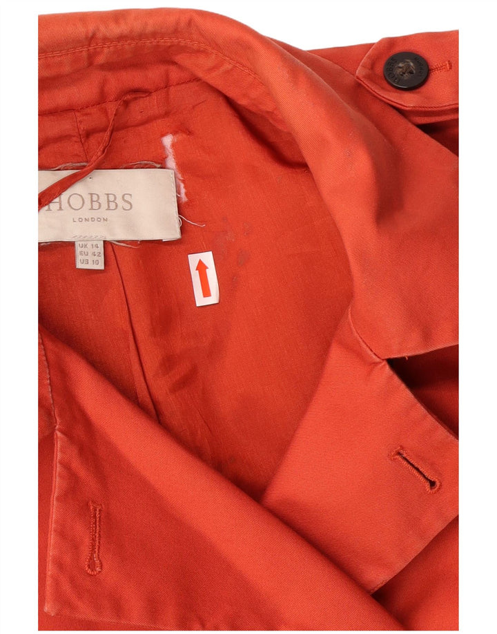 HOBBS Womens London Trench Coat UK 14 Medium  Orange Cotton