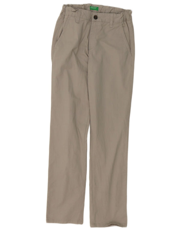 Benetton Boys Straight Chino Trousers 9-10 Years Large Grey Cotton