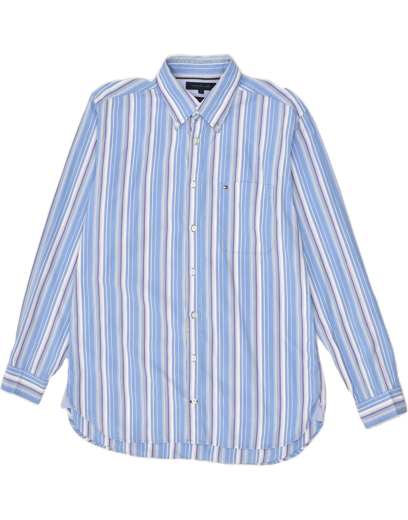 TOMMY HILFIGER Mens Shirt Large Blue Striped Cotton | Vintage Tommy Hilfiger | Thrift | Second-Hand Tommy Hilfiger | Used Clothing | Messina Hembry 