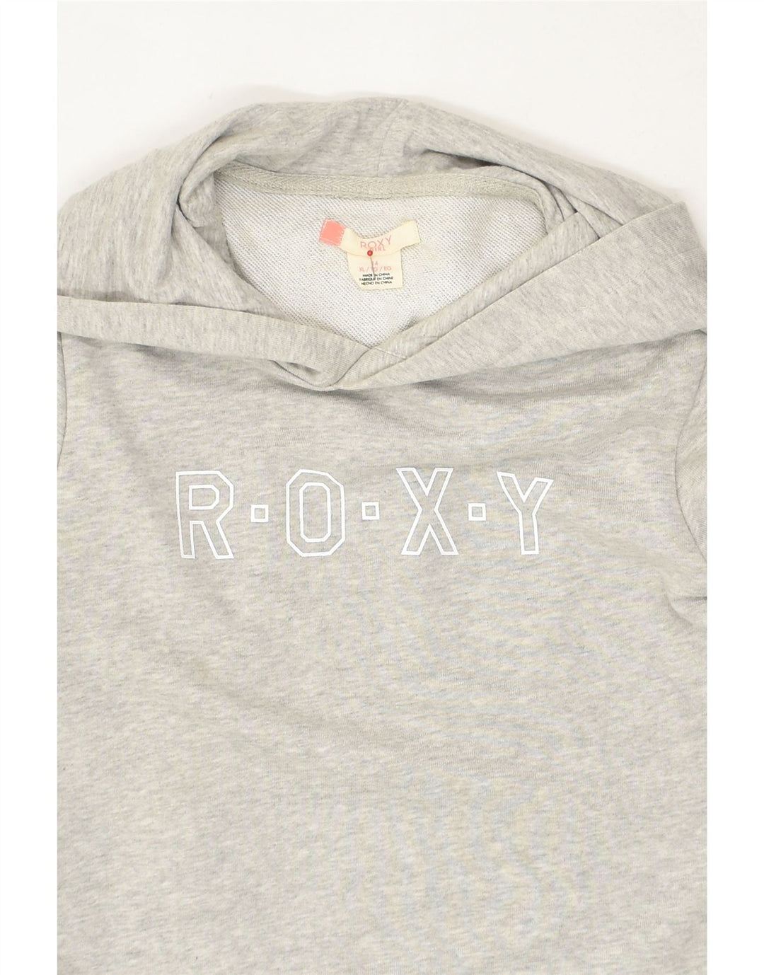 ROXY Girls Graphic Hoodie Jumper 13-14 Years XL Grey Cotton | Vintage Roxy | Thrift | Second-Hand Roxy | Used Clothing | Messina Hembry 