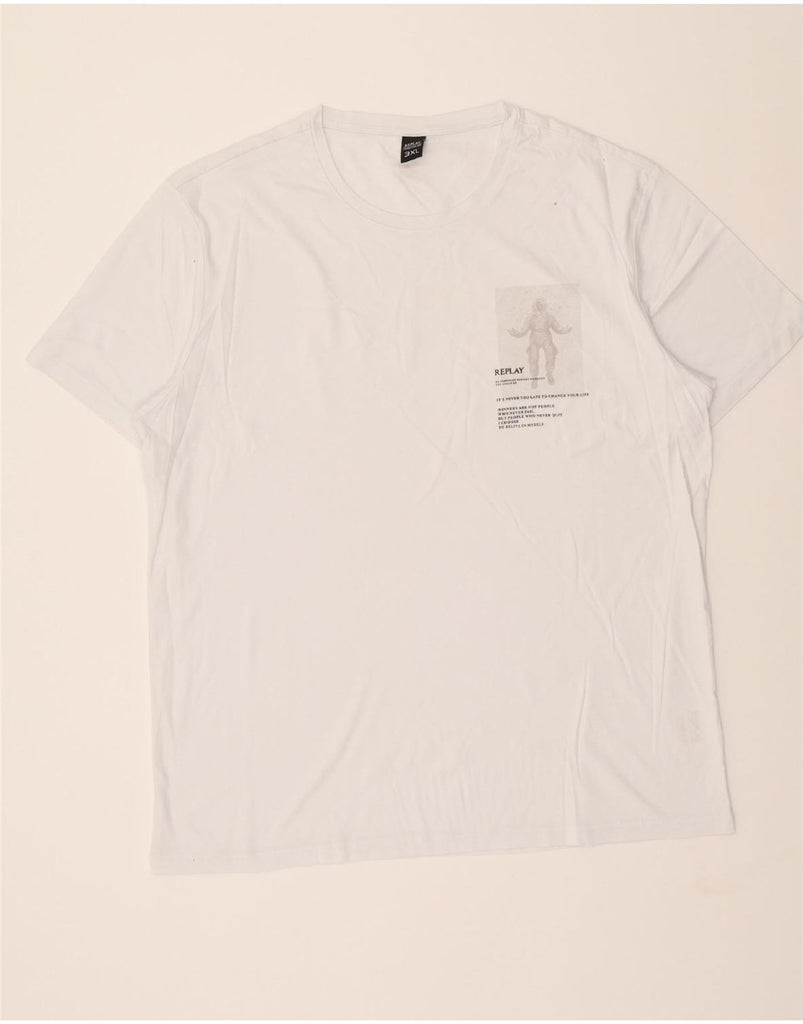 REPLAY Mens T-Shirt Top 3XL White Vintage Replay and Second-Hand Replay from Messina Hembry 