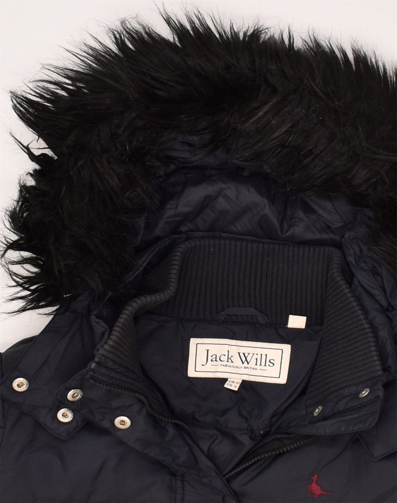 JACK WILLS Womens Hooded Padded Jacket UK 10 Small  Navy Blue Nylon | Vintage Jack Wills | Thrift | Second-Hand Jack Wills | Used Clothing | Messina Hembry 