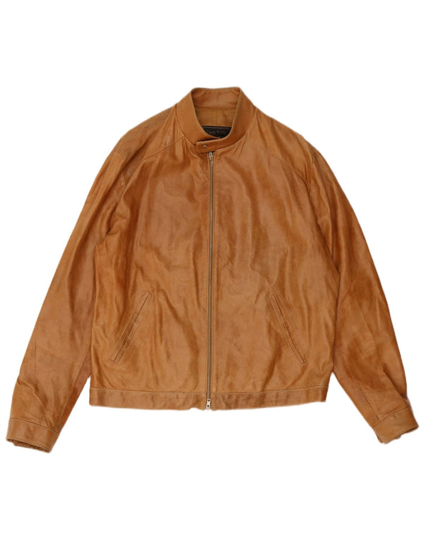 Vintage Mens Leather Jacket IT 54 2XL Brown Leather