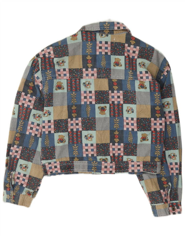 Vintage Womens Crop Bomber Jacket UK 14 Medium Multicoloured Patchwork