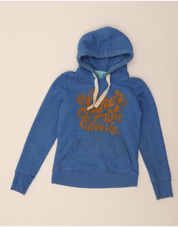 Superdry Womens Graphic Hoodie Jumper UK 10 Small Blue Cotton