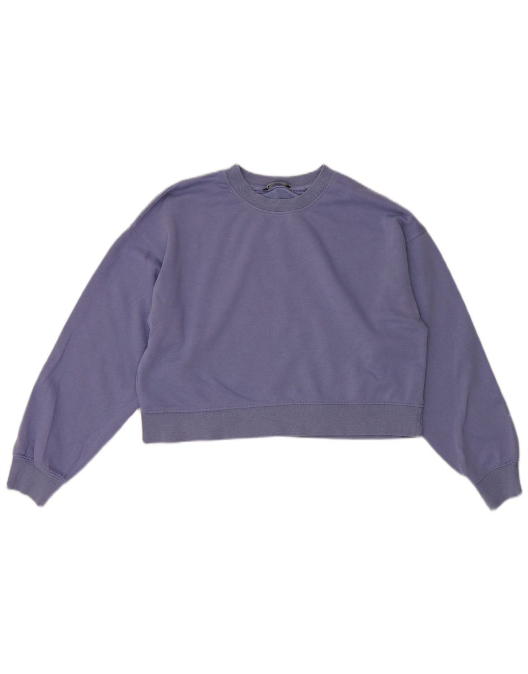 Zara Womens Crop Sweatshirt Jumper UK 12 Medium Purple Cotton