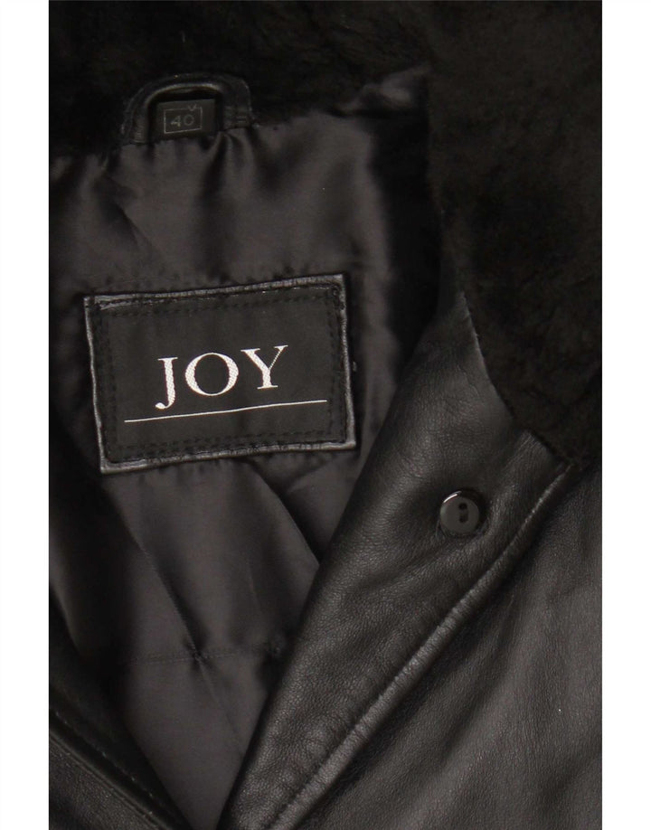 Joy Womens Hooded Oversized Leather Coat EU 40 Medium Black