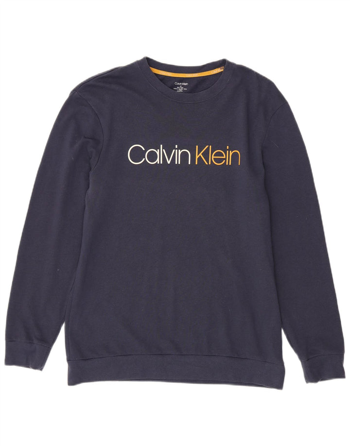 Calvin Klein Mens Graphic Sweatshirt Jumper Medium Navy Blue Cotton