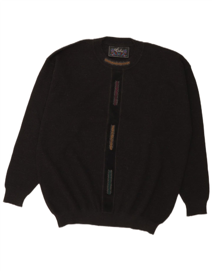 Cobra Mens Crew Neck Jumper Sweater IT 52 Large Black Acrylic