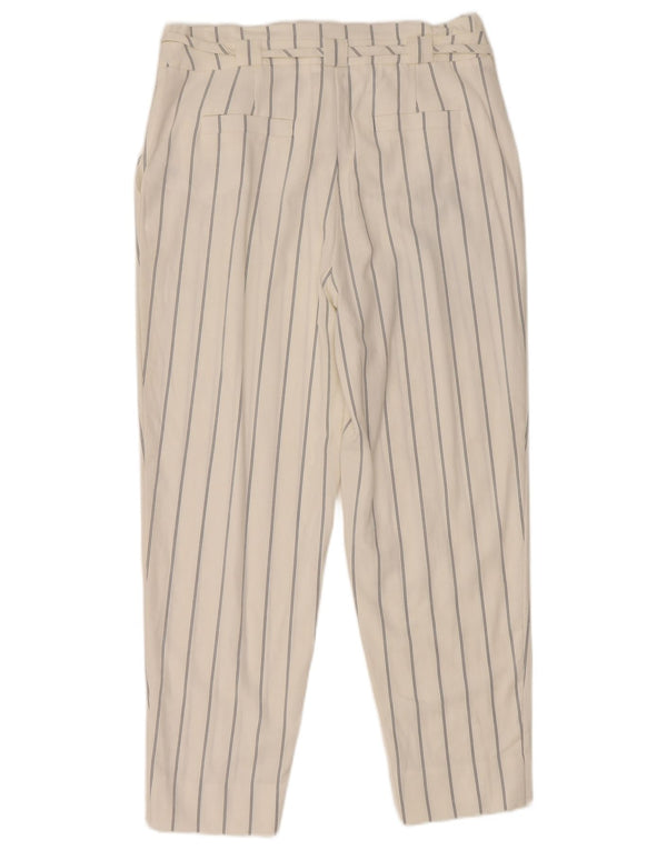 MINT VELVET Womens Cropped Trousers UK 10 Small W32 L25 White Striped