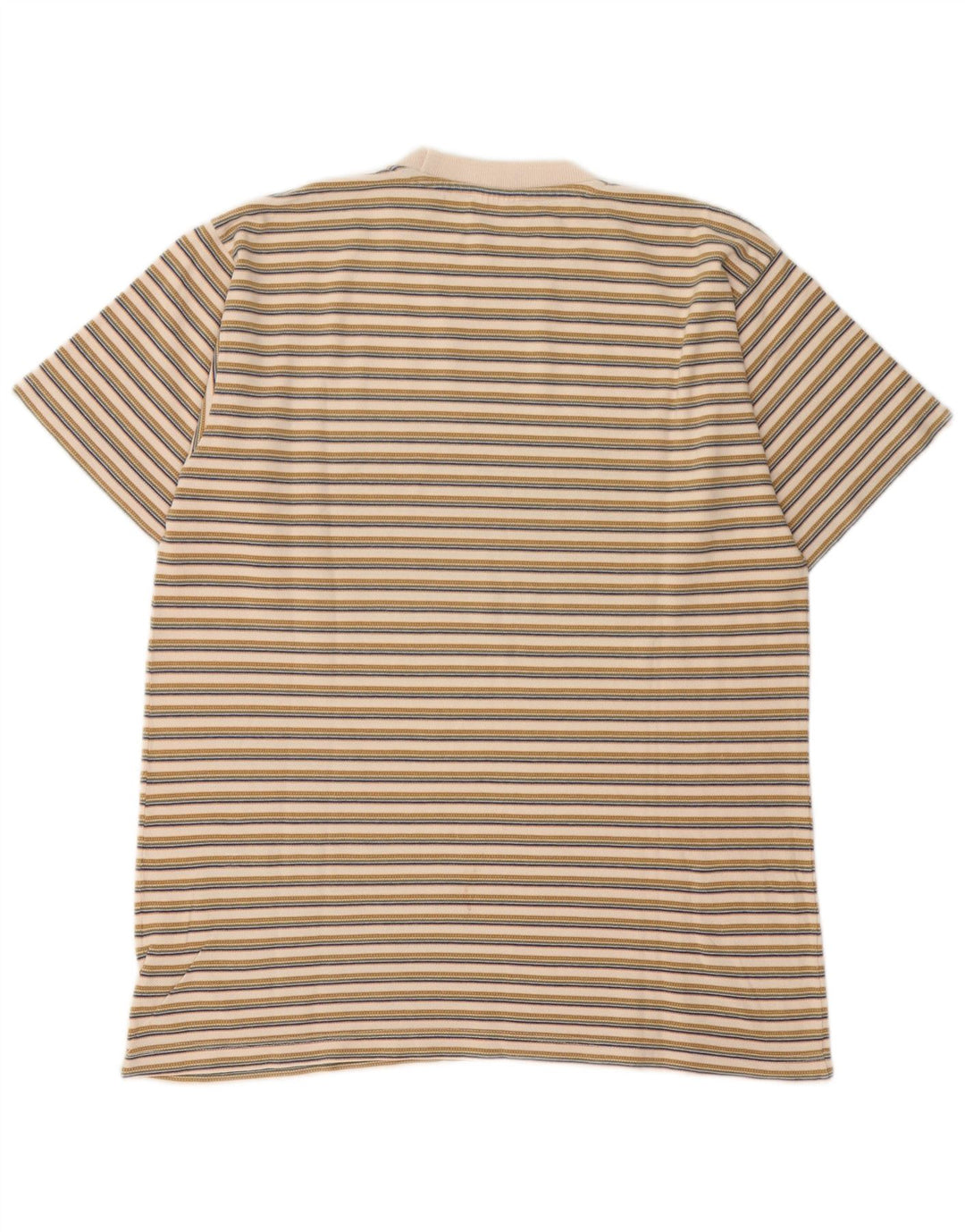 Lee Mens T-Shirt Top Large Beige Striped Cotton