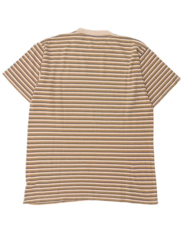 Lee Mens T-Shirt Top Large Beige Striped Cotton
