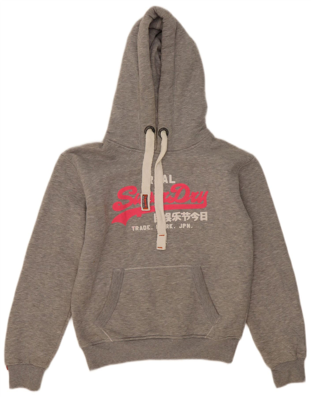 Superdry Womens Graphic Hoodie Jumper UK 16 Large Grey Polyester