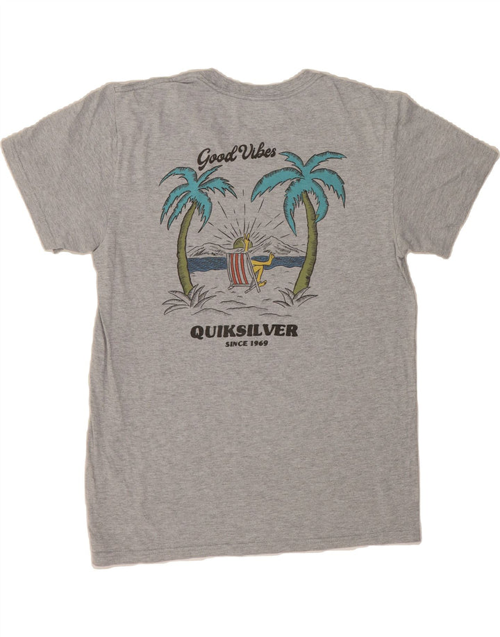 QUIKSILVER Mens Regular Fit Graphic T-Shirt Top Medium Grey Flecked Cotton Vintage Quiksilver and Second-Hand Quiksilver from Messina Hembry 