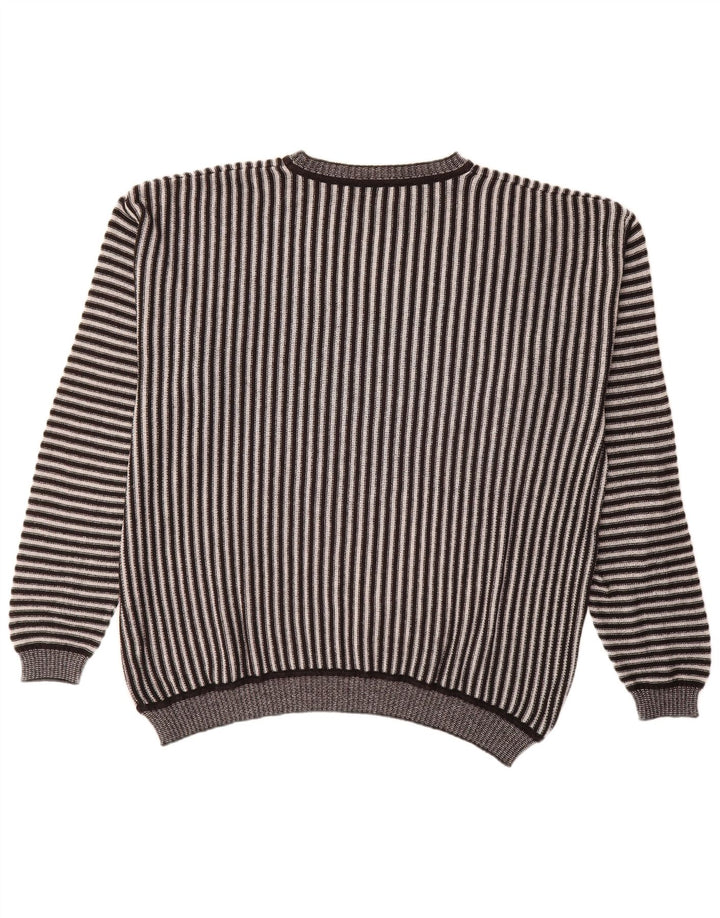 Alba Moda Mens Boat Neck Jumper Sweater XL Brown Striped