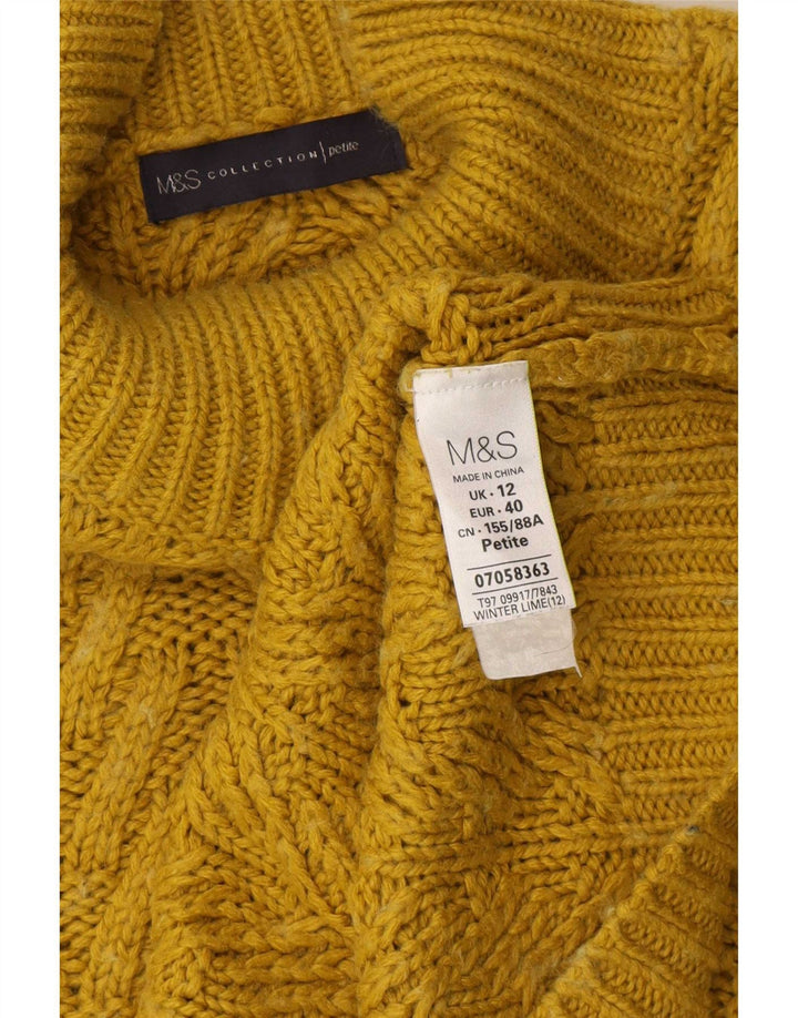 Marks & Spencer Womens Turtle Neck Jumper Sweater UK 12 Medium Yellow