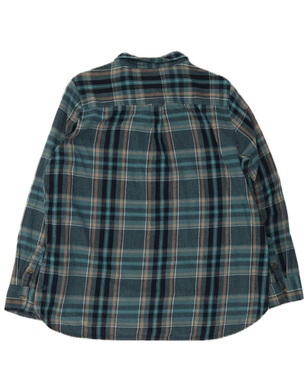 Fat Face Womens Flannel Shirt UK 16 Large Turquoise Plaid Cotton