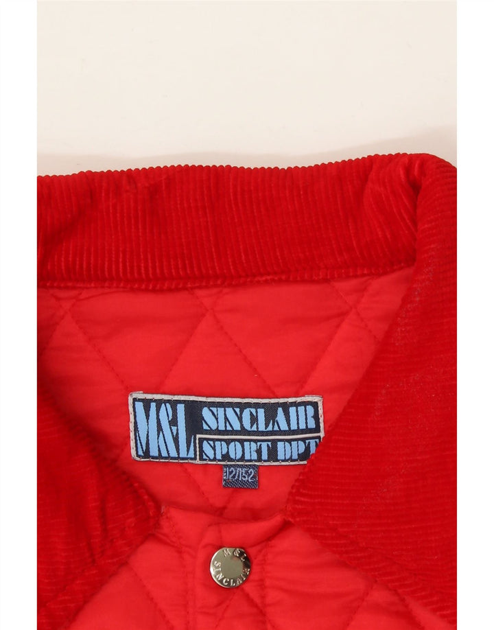SINCLAIR Boys Quilted Jacket 11-12 Years Red Nylon Vintage Sinclair and Second-Hand Sinclair from Messina Hembry 