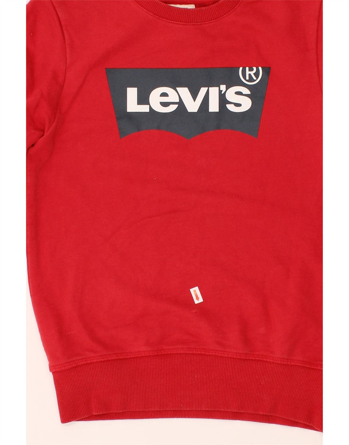 LEVI'S Boys Graphic Sweatshirt Jumper 11-12 Years Red Cotton Vintage Levi's and Second-Hand Levi's from Messina Hembry 