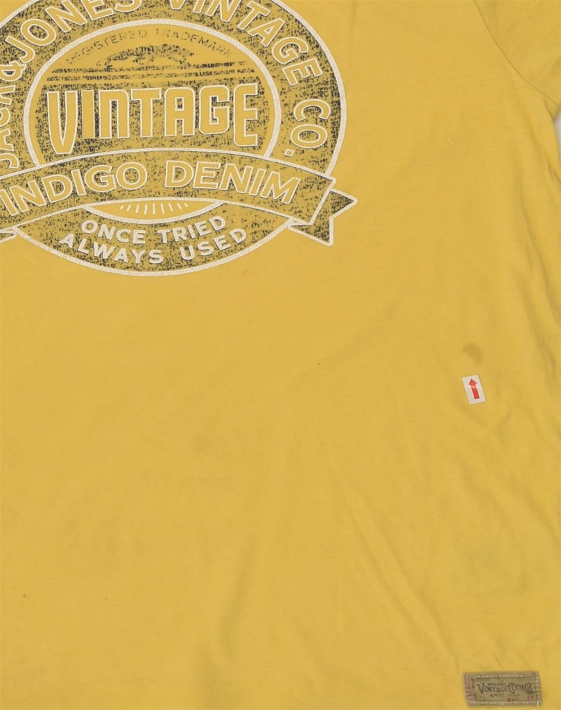 JACK & JONES Womens Graphic T-Shirt Top UK 14 Large Yellow Cotton | Vintage Jack & Jones | Thrift | Second-Hand Jack & Jones | Used Clothing | Messina Hembry 