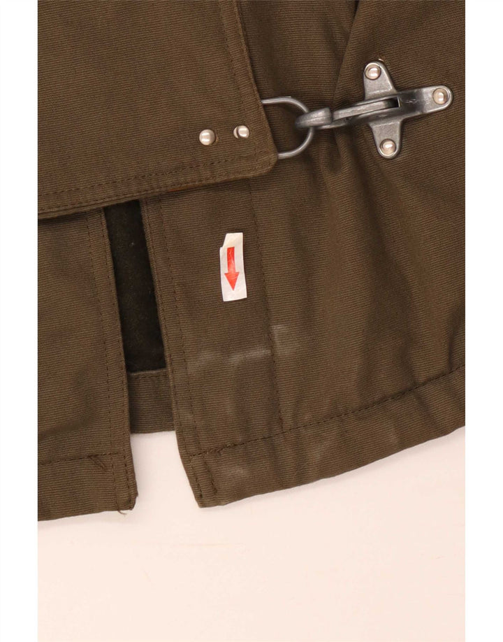 Zip Womens Oversized Duffle Coat UK 18 XL Khaki Cotton