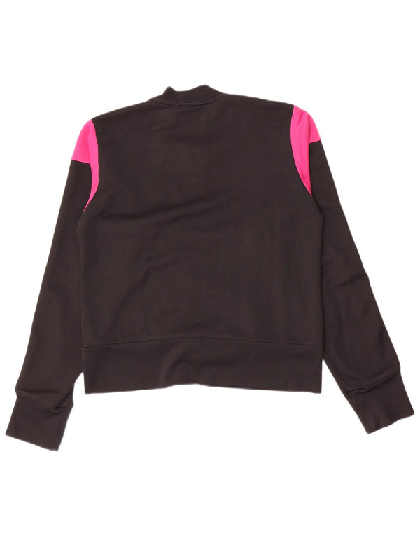 Adidas Womens Tracksuit Top Jacket UK 12 Medium Black Colourblock Cotton