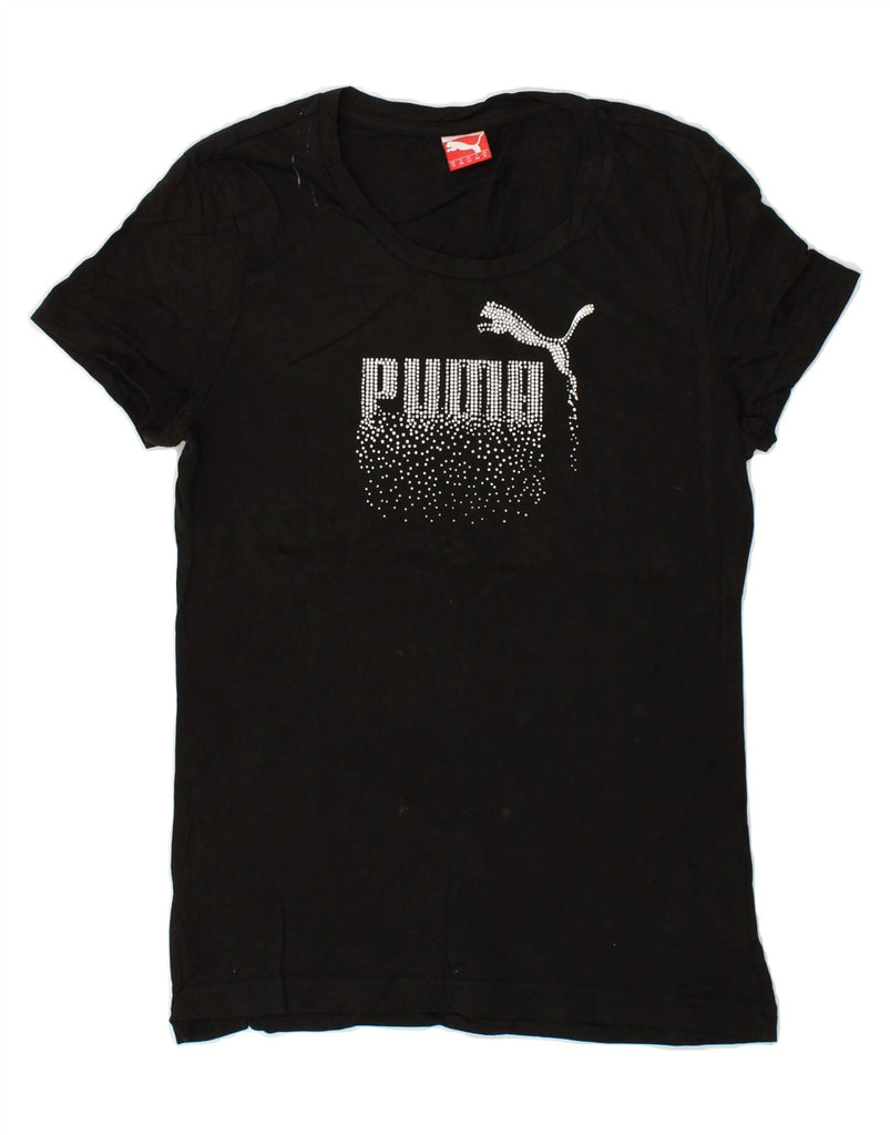 PUMA Womens Graphic T-Shirt Top UK 12 Medium Black | Vintage Puma | Thrift | Second-Hand Puma | Used Clothing | Messina Hembry 