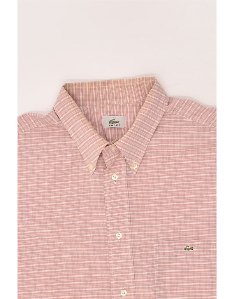 LACOSTE Mens Short Sleeve Shirt Size 43 XL Pink Check Cotton | Vintage Lacoste | Thrift | Second-Hand Lacoste | Used Clothing | Messina Hembry 