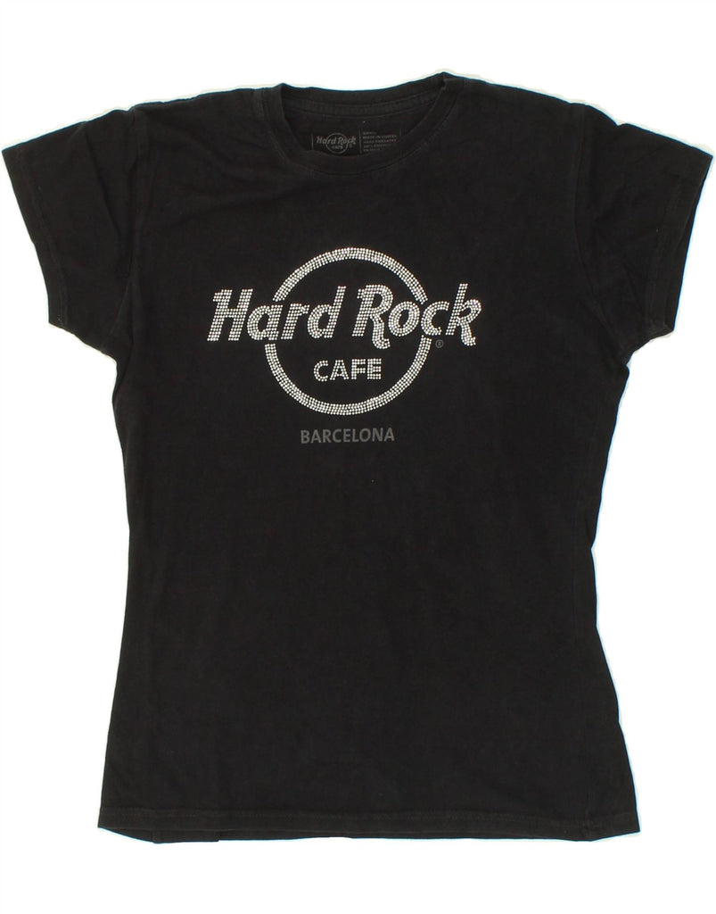 HARD ROCK CAFE Womens Barcelona Graphic T-Shirt Top UK 10 Small Black | Vintage Hard Rock Cafe | Thrift | Second-Hand Hard Rock Cafe | Used Clothing | Messina Hembry 