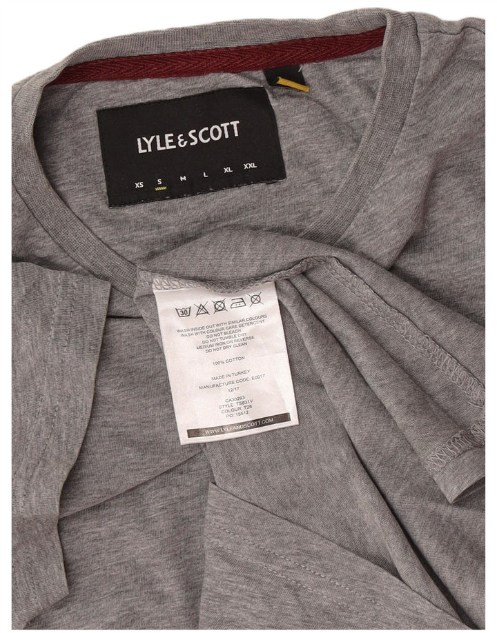 Lyle & Scott Mens T-Shirt Top Small Grey Colourblock Cotton