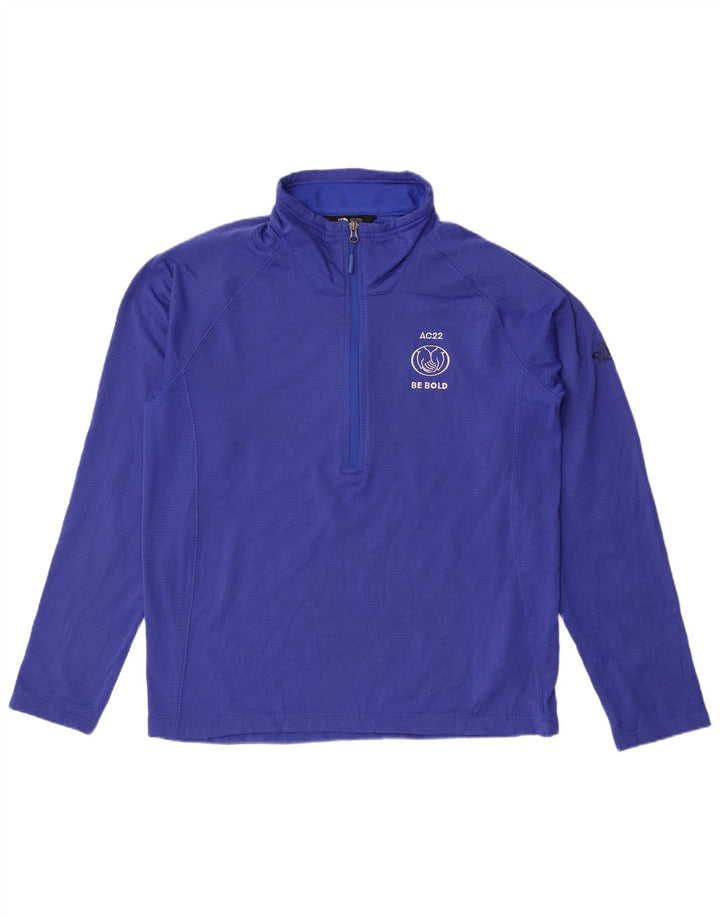 The North Face Mens Zip Neck Pullover Tracksuit Top Large Blue Pinstripe