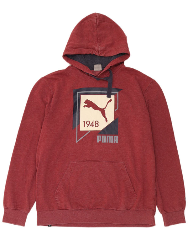 Puma Mens Graphic Hoodie Jumper 2XL Burgundy Cotton