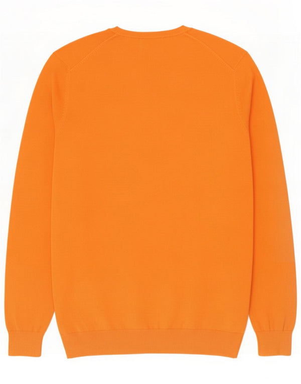 Massimo Dutti Mens V-Neck Jumper Sweater XL Orange Cotton