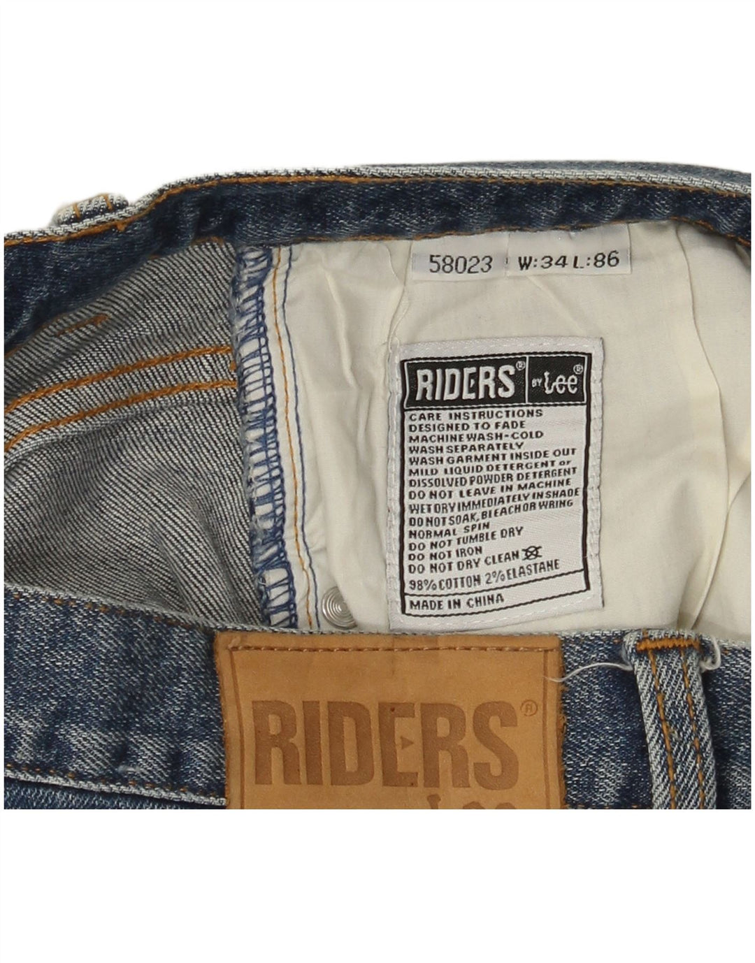 Lee Mens Riders Straight Jeans W34 L30 Blue Cotton