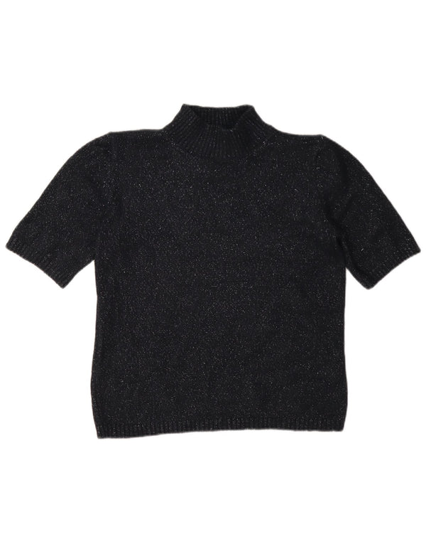 Marks & Spencer Womens Turtle Neck Jumper Sweater UK 10 Small Black Flecked