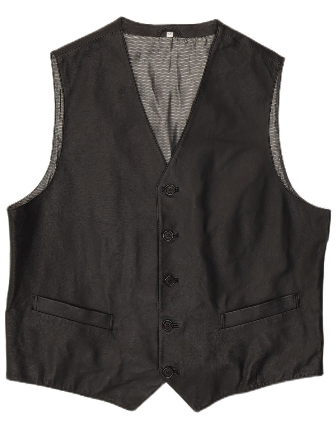 Via Cortesa Mens Leather Waistcoat IT 58 2XL Black Leather