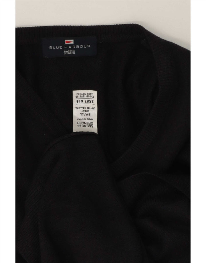Marks & Spencer Mens Blue Harbour V-Neck Jumper Sweater Small Navy Acrylic