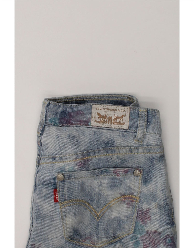 LEVI'S Girls Graphic Denim Shorts 9-10 Years W24  Blue Floral Ramie | Vintage Levi's | Thrift | Second-Hand Levi's | Used Clothing | Messina Hembry 