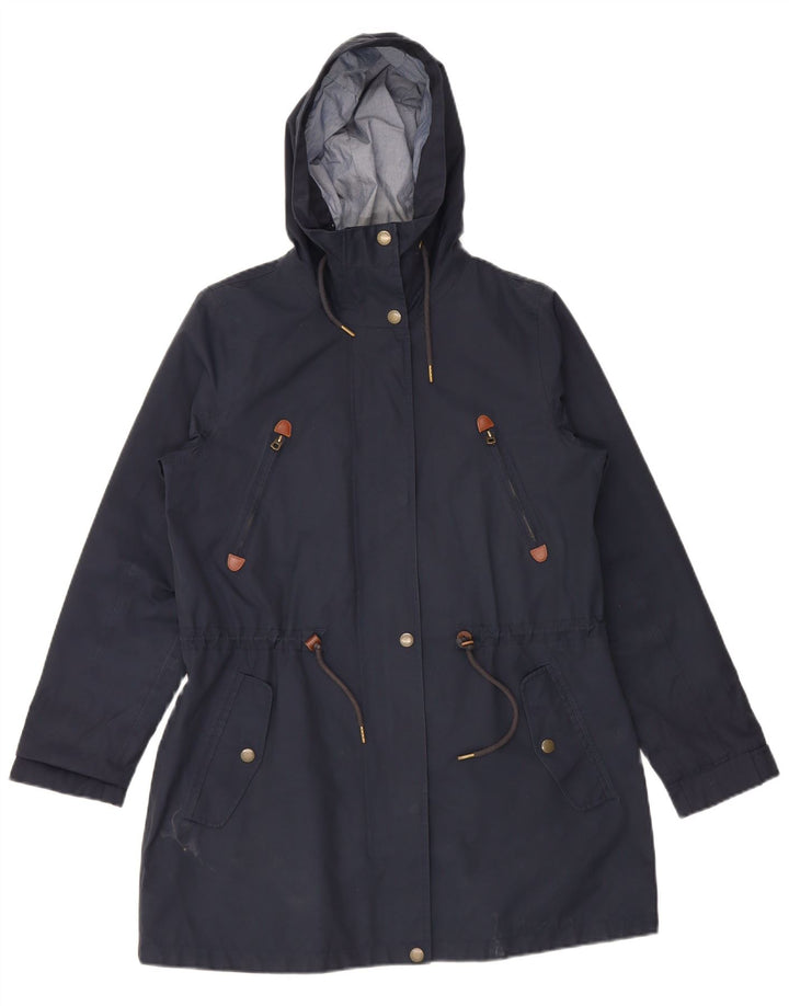 Fat Face Womens Hooded Rain Jacket UK 12 Medium  Navy Blue Cotton